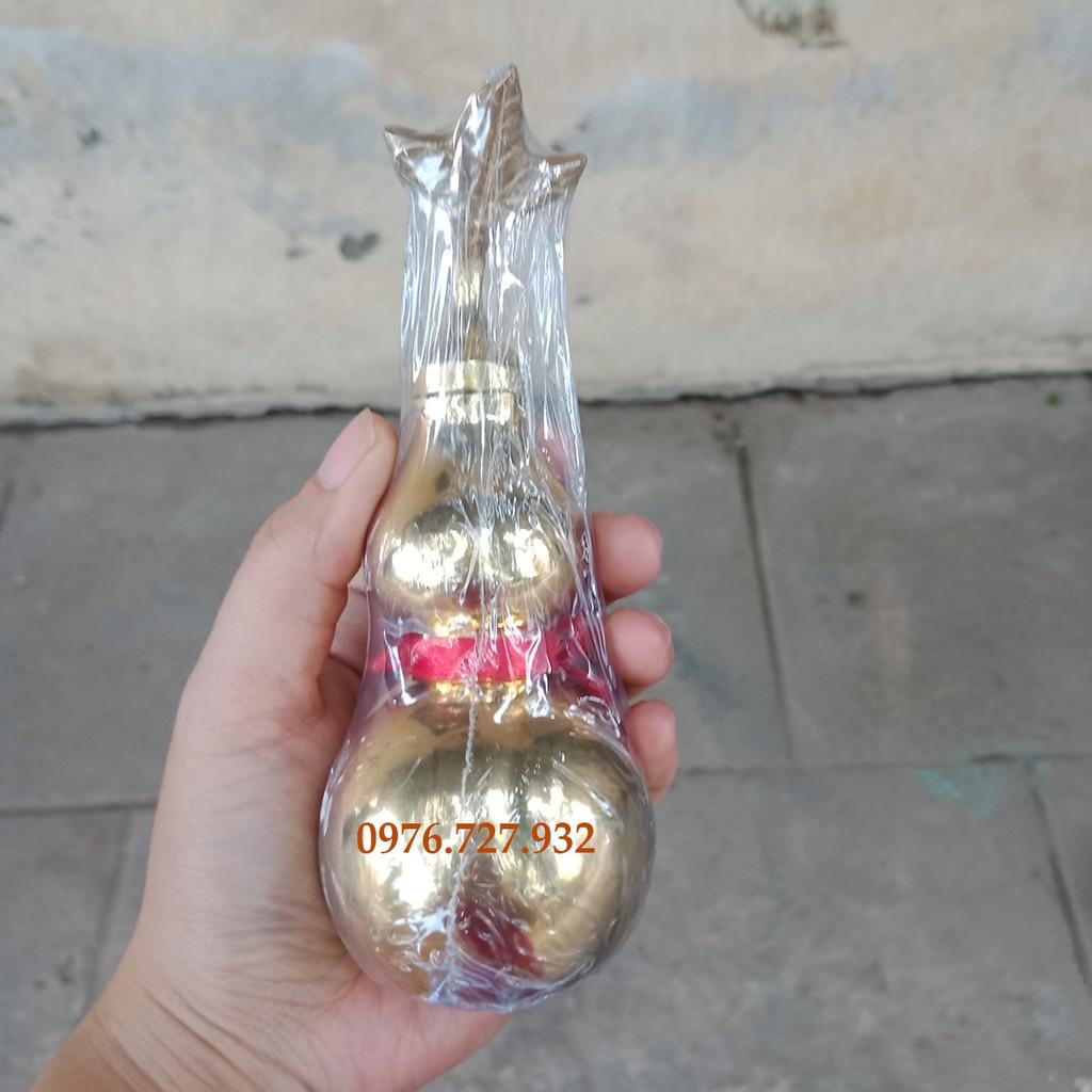 Hồ lô trơn vàng bóng cao 13.5cm, hồ lô phong thủy, vật phẩm phong thủy