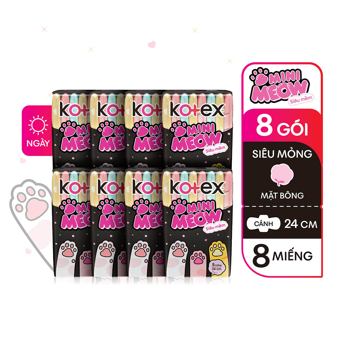 Combo 8 Băng Vệ Sinh Kotex Minimeow 8 miếng