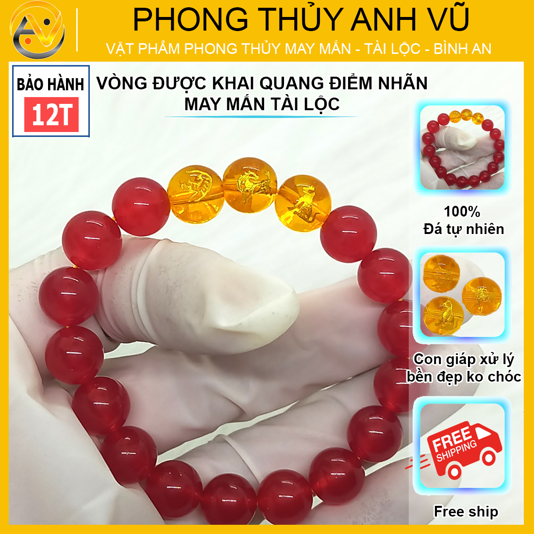 Vòng mã não đỏ tam hợp dần ngọ tuất - size 8 10 12ly cho người mệnh hỏa, mệnh thổ - có khai quang điểm nhãn may mắn tài lộc - PHONG THỦY ANH VŨ