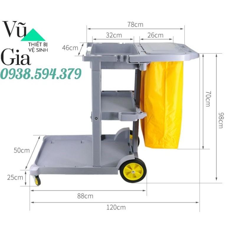 Xe đẩy dọn vệ sinh, dọn phòng khách sạn nhà hàng