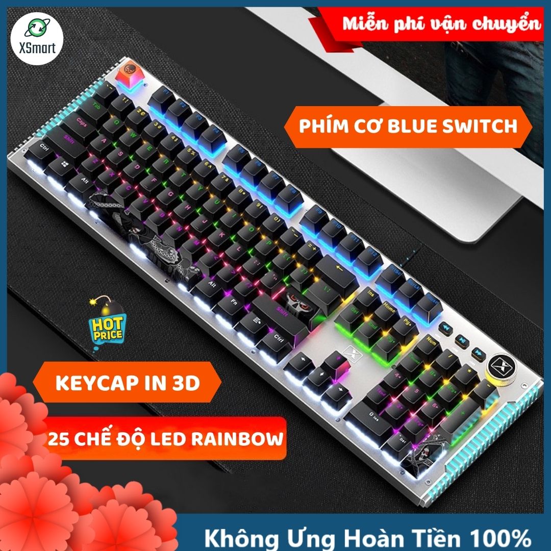 Bàn Phím Cơ Gaming Mẫu Mới XSmart K968 SUPER GAME 2021 Có 25 Chế Độ Led Đổi Màu Keycap Siêu Xịn, Tương Thích Máy Tính PC - Hàng Chính Hãng