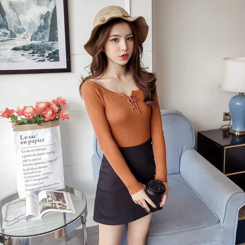 Áo Len Tay Dài Phối Ren Thời Trang Cho Nữ