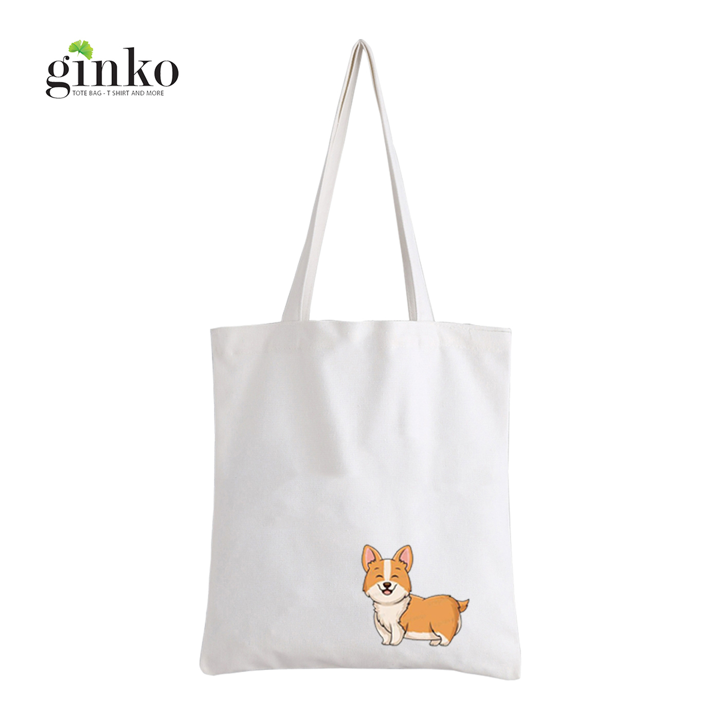 Túi Tote Vải Kiểu Basic In Hình Corgi A17