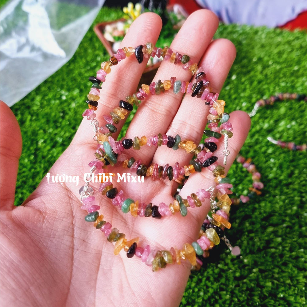 Vòng tay Tourmaline vụn dây bạc siêu xinh
