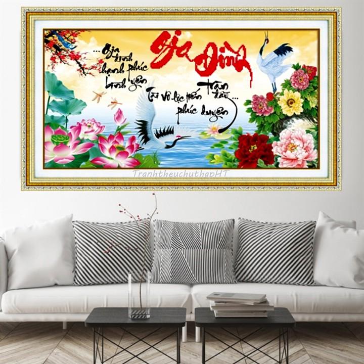 Tranh đính đá gia đình 75*45cm - tự đính