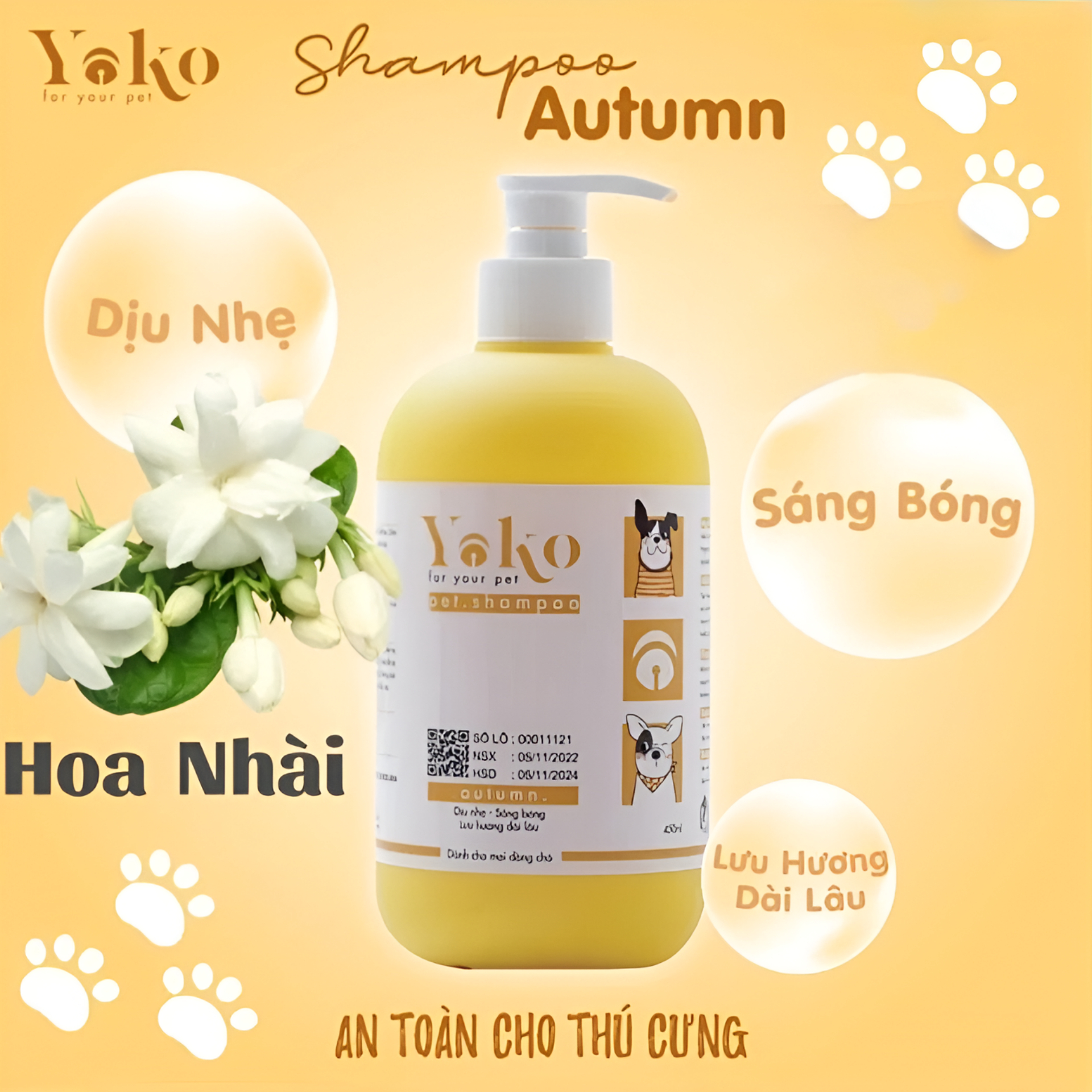 Sữa Tắm Cao Cấp Yoko Cho Chó Mèo Hương Thơm Tự Nhiên Dịu Nhẹ 450ml - YonaPetshop