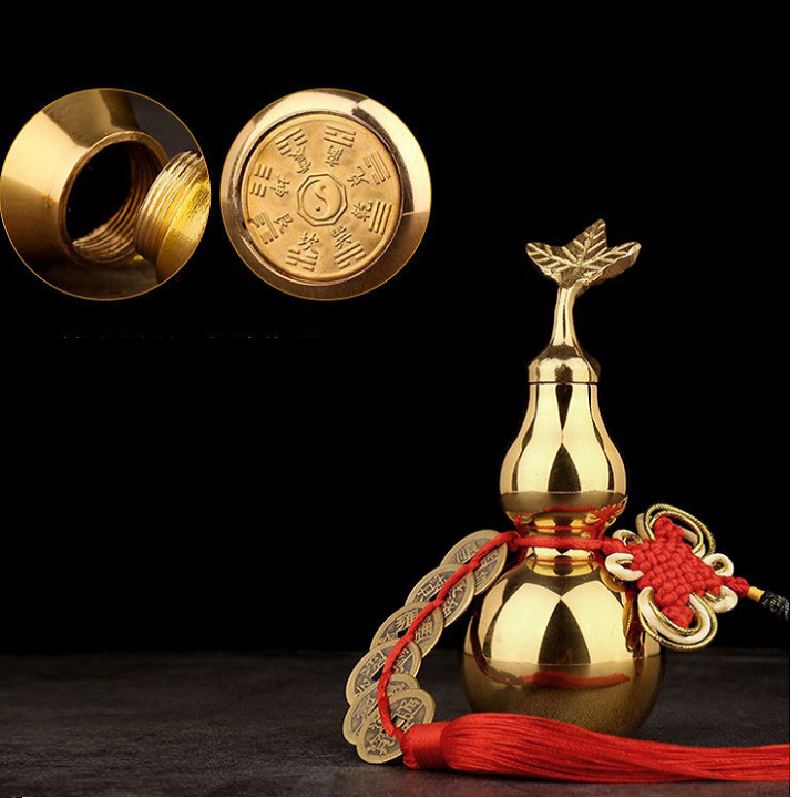 Đồng Nguyên Chất Dây Đồng Xu Ngũ Đế kèm Hồ Lô Đồng Tài Lộc