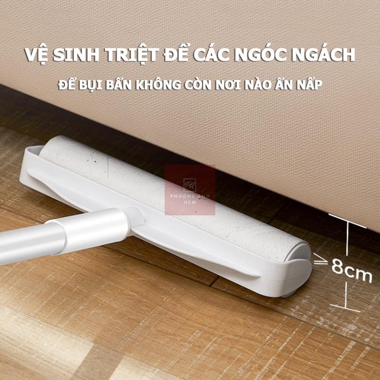 Cây Lăn Bụi Cán Dài Làm Sạch Quần Áo, Sàn Nhà, Ga Giường, Lông Chó Mèo - Độ Dài Tùy Chỉnh - Lõi Lăn 24cm