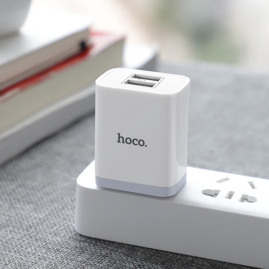 Cốc sạc 2 cổng dành cho Hoco C50 max 2.1A tự điều chỉnh điện áp - Hàng Chính Hãng