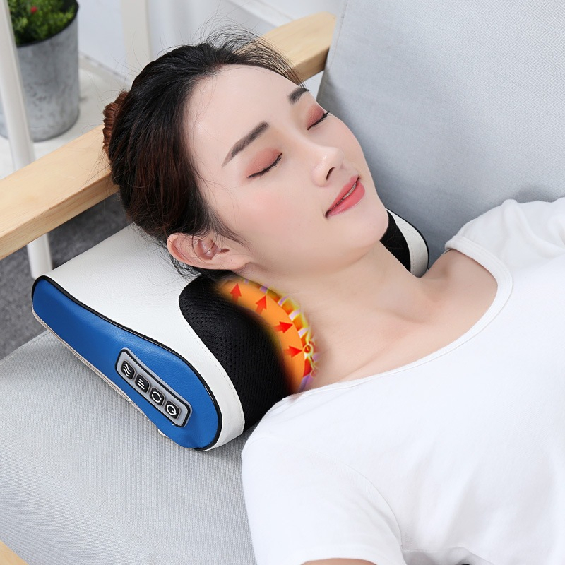 Gối Massage Đa Năng Hồng Ngoại SK001.1 - Máy Mát xa Toàn Thân Nhiệt Hồng Ngoại - Chuyên Sâu Cho Cổ, Vai Gáy, Lưng Dưới, Đùi, Chân - Sử Dụng Tại Nhà, Văn Phòng, Trên Ô Tô (Kèm Adepter)