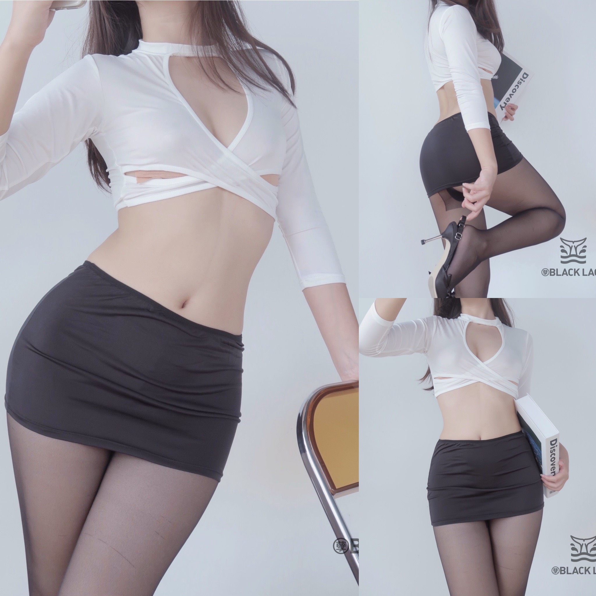 Đồ ngủ nữ thư ký sexy hở ngực chân váy ngắn gợi cảm