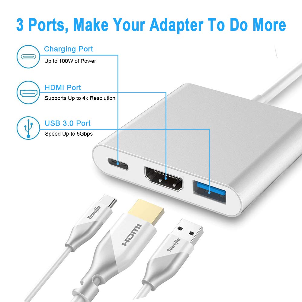 Cáp Chuyển Đổi Type-C Sang USB 3.0 HDMI Adapter Cao Cấp AZONE