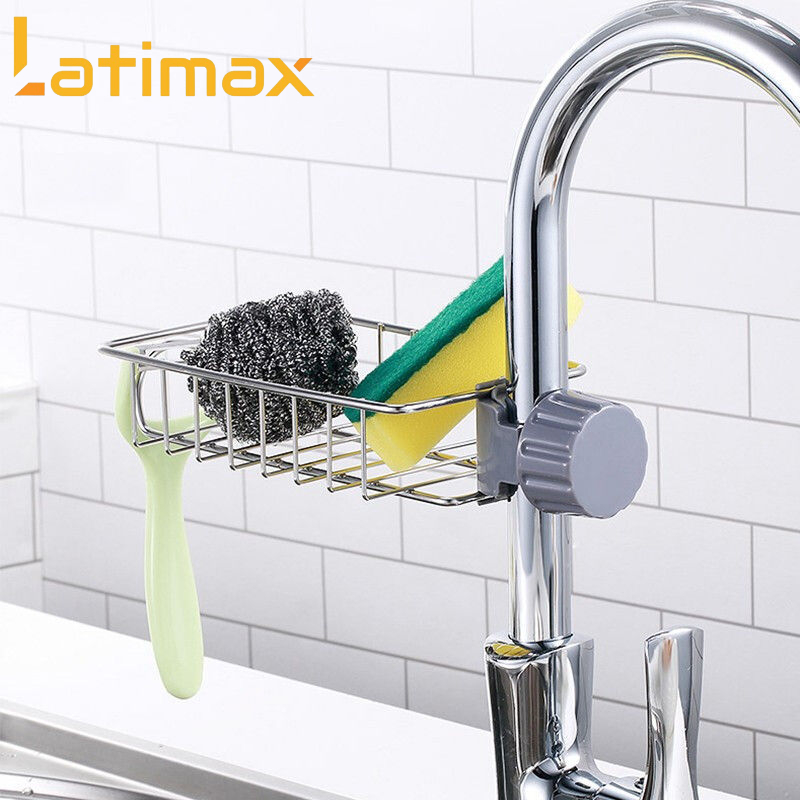 Giá để giẻ rửa bát inox gắn vòi rửa Latimax KRC6 điều chỉnh lên xuống tiện lợi