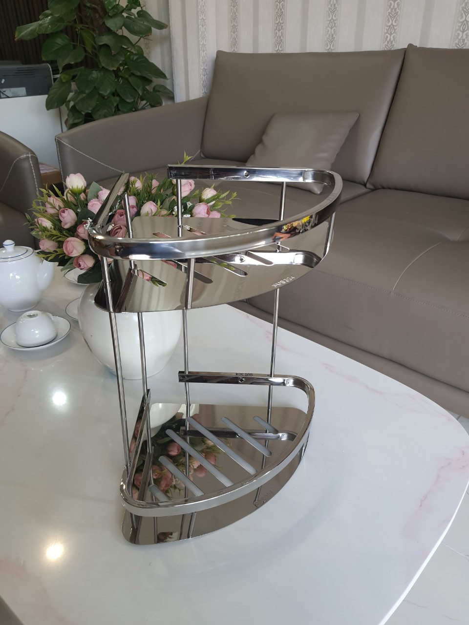 Kệ góc đa năng 2 tầng Inox SUS304