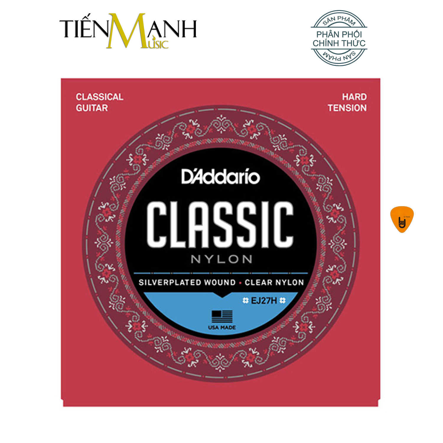 D'Addario EJ27H Bộ Dây Đàn Classic Guitar Silverplated Wound DAddario - Clear Nylon DAddario Hàng Chính Hãng - Kèm Móng Gẩy DreamMaker