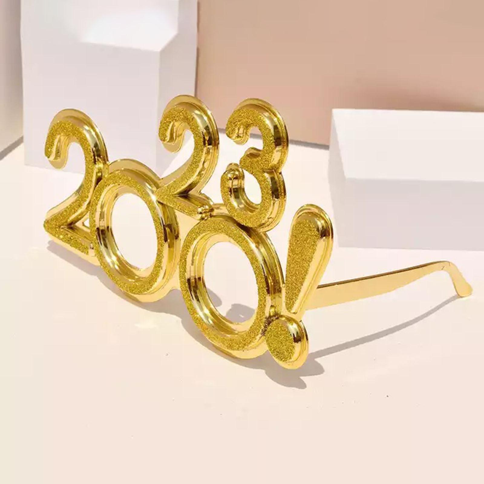 2Pcs 2023 Glitter Eyeglasses Photo Props Party Supplies