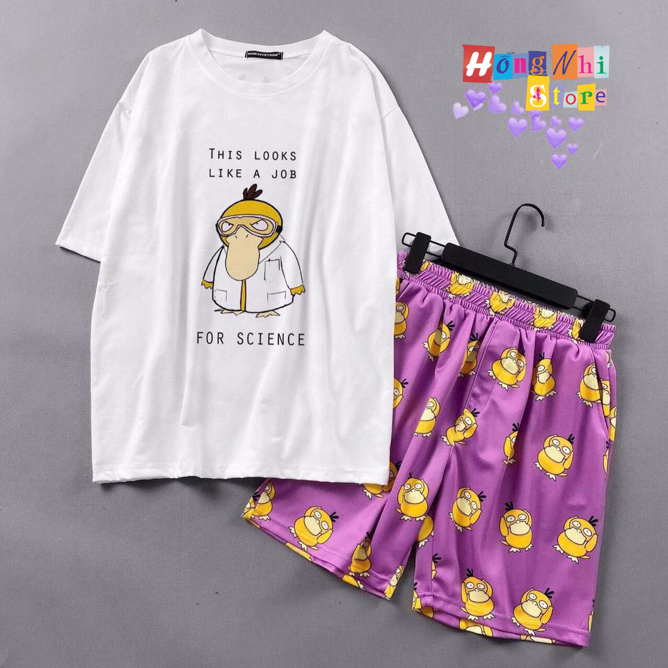 Quần Short Cartoon Unisex Vịt Hồng - Quần Đùi Hoạt Hình Siêu Cute - MM