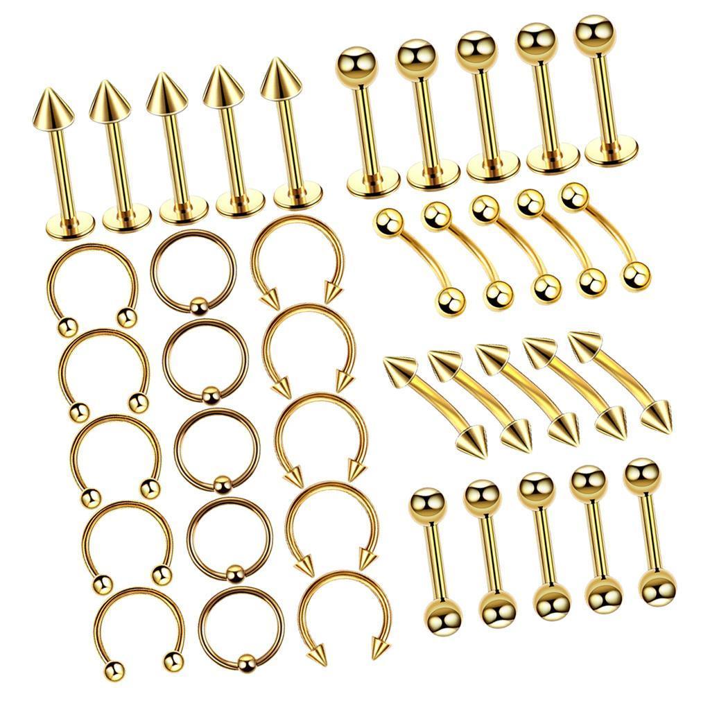 40 Pieces Nose Lip  Eyebrow  Navel Belly  Piercings  6mm