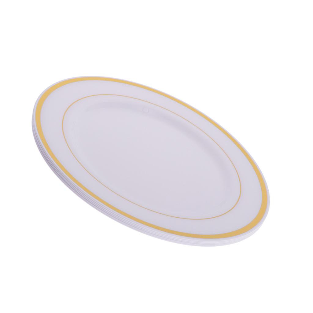 5Pcs Disposable Plastic Dinner Plates Tableware Round Dish 225mm