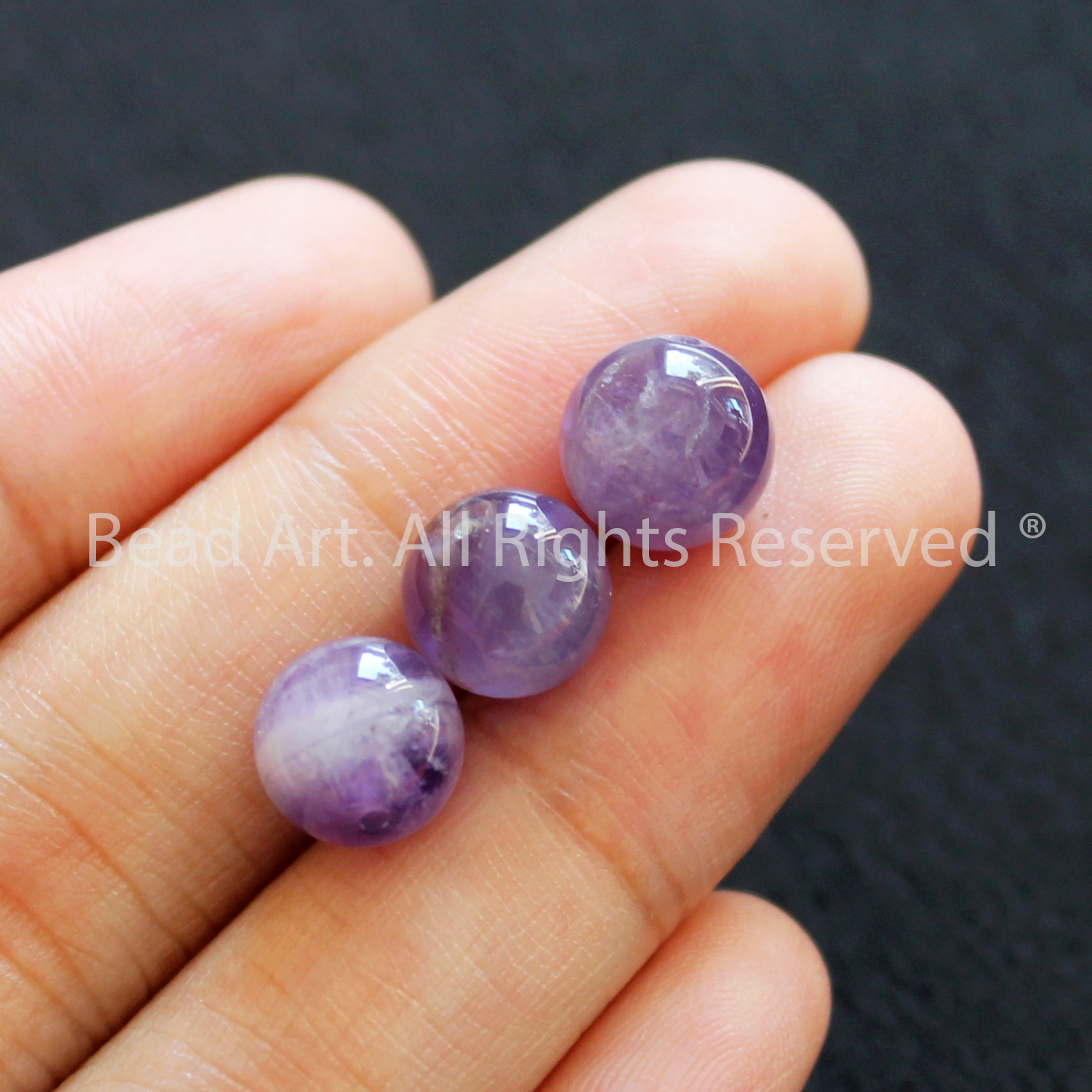 [1 Hạt] Đá Thạch Anh Tím Đậm Đốm Trắng 8MM, Amethyst Tự Nhiên, Đá Phối Vòng Tay Phong Thuỷ, Chuỗi Hạt, Trang Sức, Hợp Mệnh Thổ, Hỏa - Bead Art