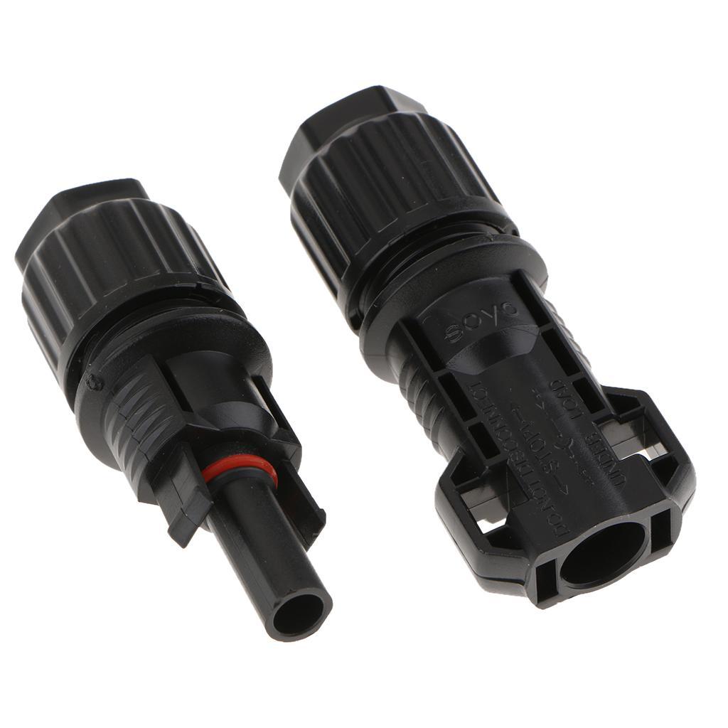Solar Panel Cable Connectors Male/Female Adapters Black