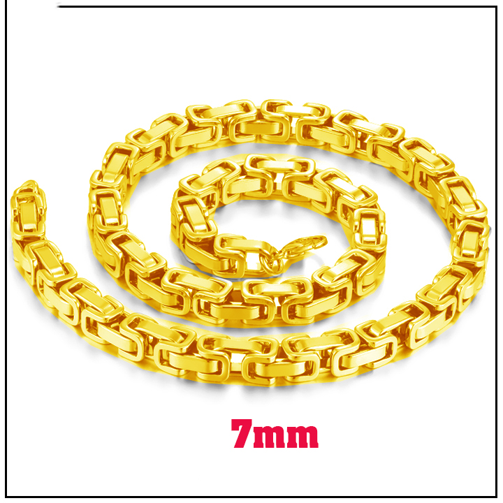 Dây chuyền inox cao cấp kiểu xích vuông 7mm mạ vàng thời trang, đẳng cấp