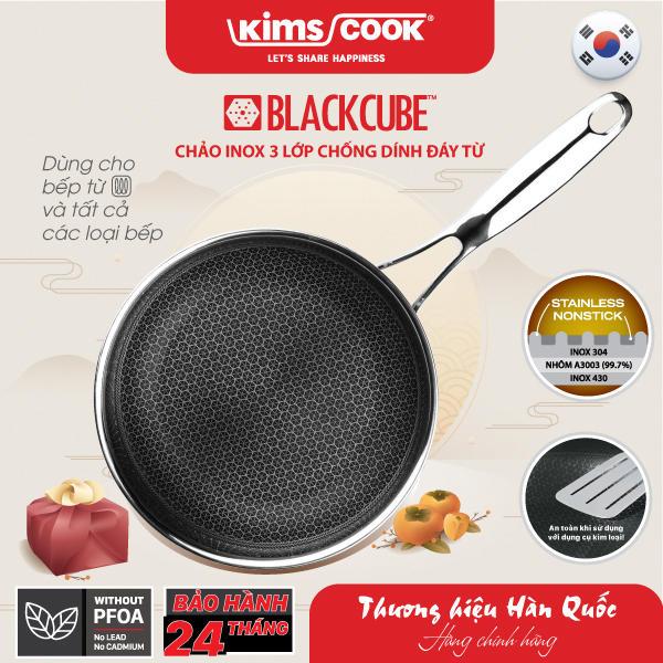 Chảo KIMS COOK Blackcube inox 3 lớp đáy từ chống dính