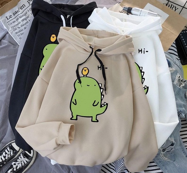 ÁO KHOÁC HOODIE UNISEX FORM RỘNG KHỦNG LONG HI CUTE DỄ THƯƠNG