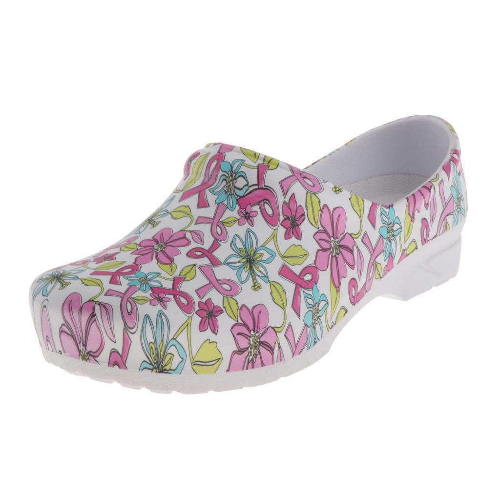 WOMENS PRINT NURSING SHOES WORK SHOES SOFT  BEACH CLOGS SHOES 41