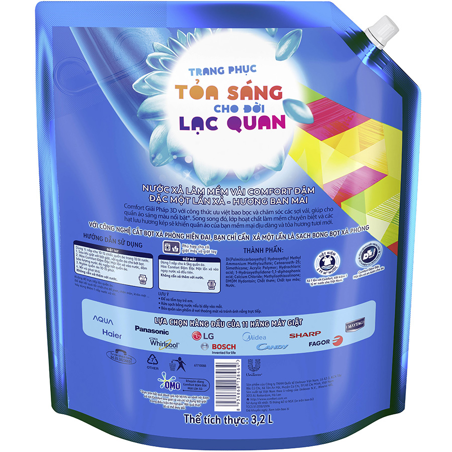 Hình ảnh Nước xả vải Comfort Một Lần Xả Hương Ban Mai Túi 3.2L - Giải pháp 3D Hình ảnh Nước xả vải Comfort Một Lần Xả Hương Ban Mai Túi 3.2L - Giải pháp 3D