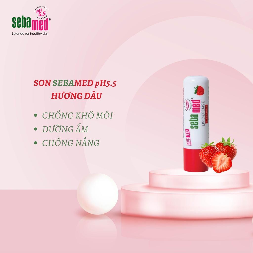 Son dưỡng bảo vệ môi chống khô nứt môi Sebamed Sensitive Skin Lip Defense pH5.5 hương Dâu 4.8g