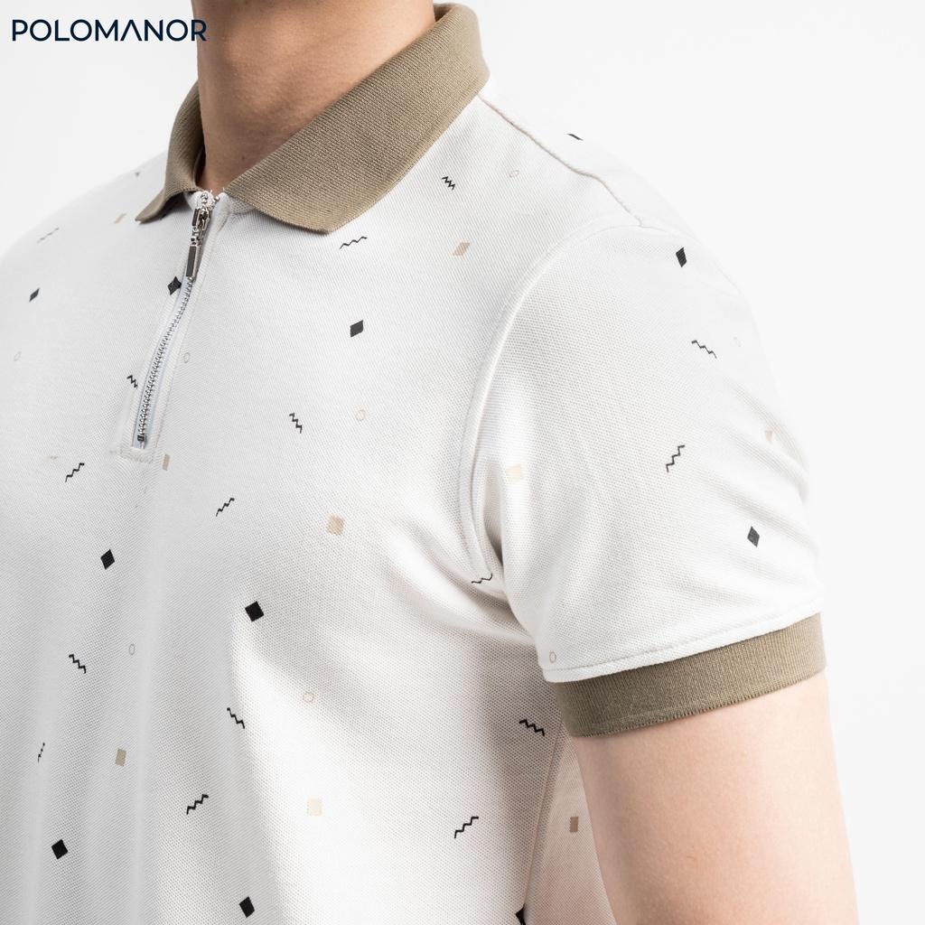 Áo Polo nam cổ bẻ in DARI vải cá sấu cotton CMC, nam tính, thanh lịch, sang trọng - POLOMANOR