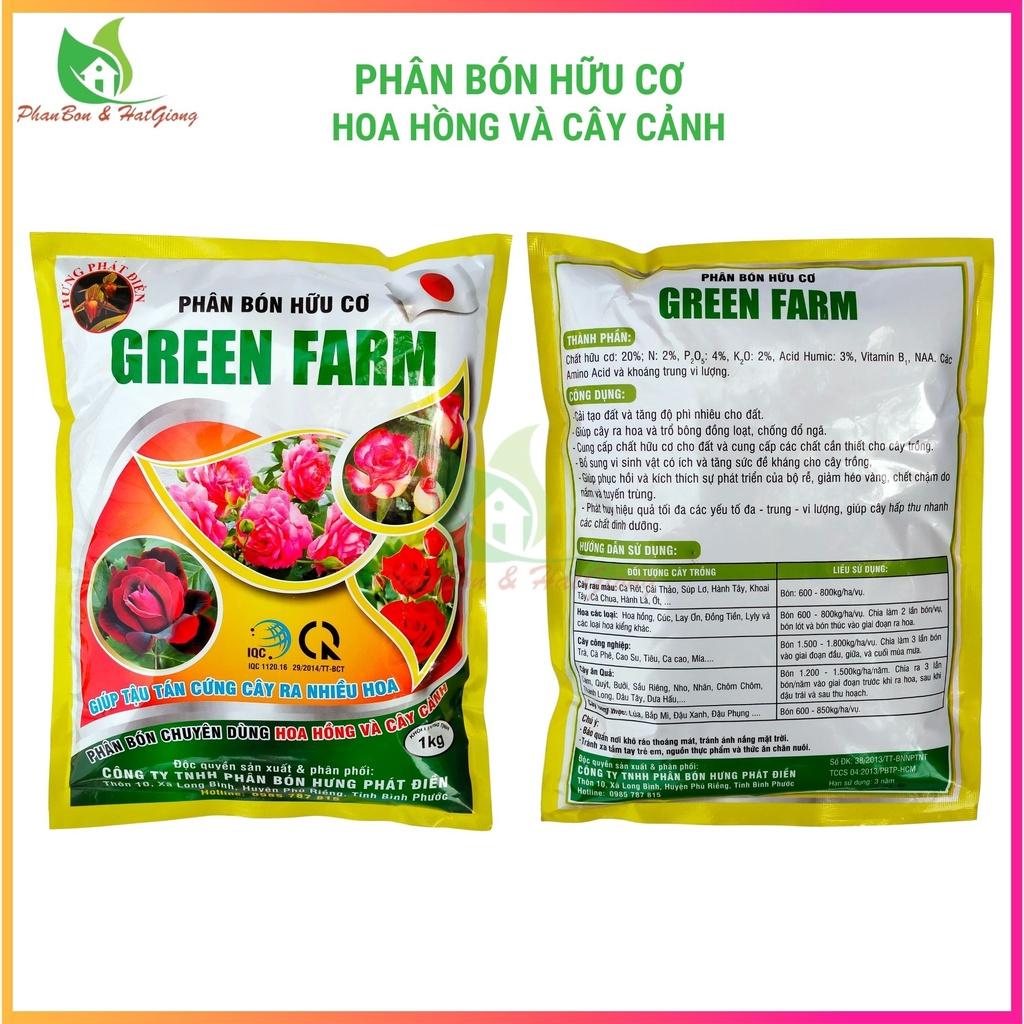 Phân Bón Hữu Cơ Hoa Hồng Phân Bón Hoa Hồng, Cây Cảnh GREEN FARM Gói 1kg - Shop Phân Bón và Hạt Giống