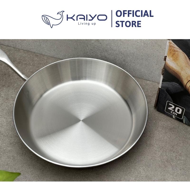 Chảo inox trơn thân đáy liền 3 lớp Tri-Ply Kaiyo, size 20cm