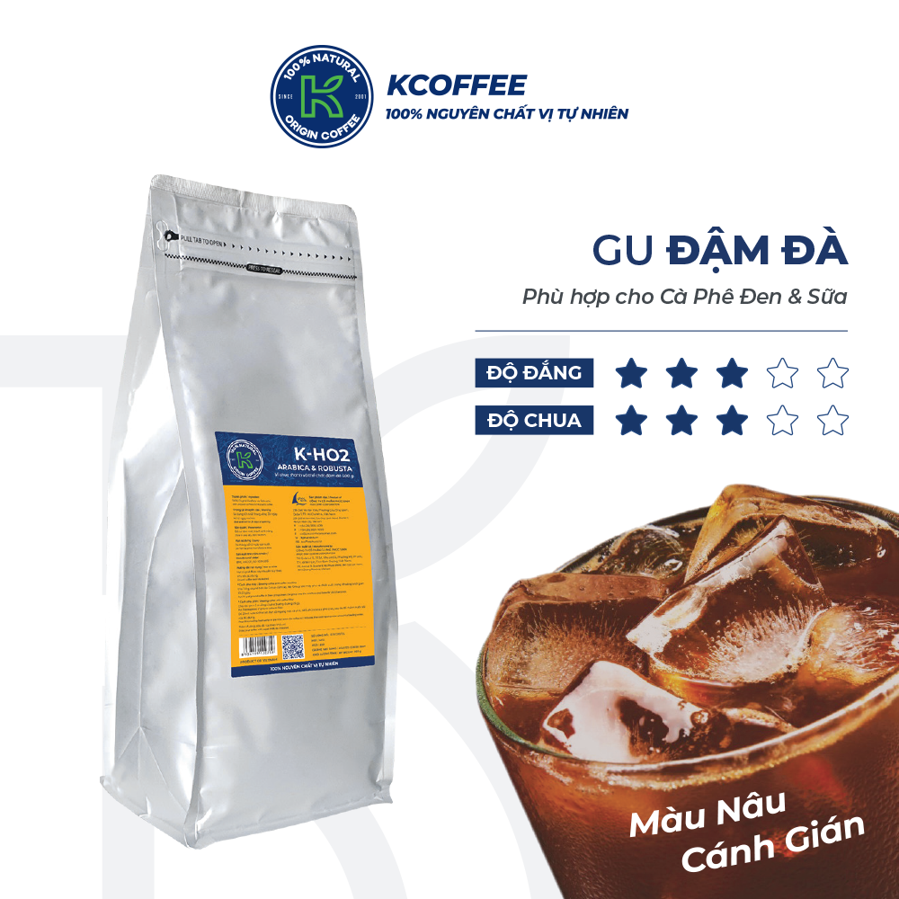 Cà phê hạt rang K Coffee 100% Robusta Arabica nguyên chất cà phê đậm vị