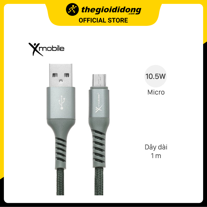 Cáp Micro 1m Xmobile LTM-02 Xanh rêu - Hàng chính hãng