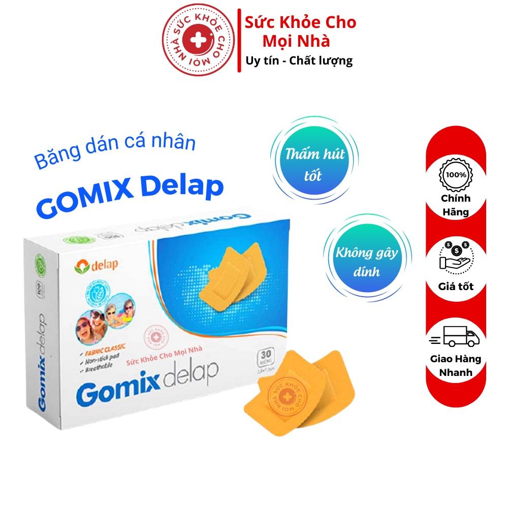 Gomix Delap bản to.Băng dán cá nhân xử lý vết thương thấm hút tốt co giãn thông thoáng tiện lợi hộp 30 miếng