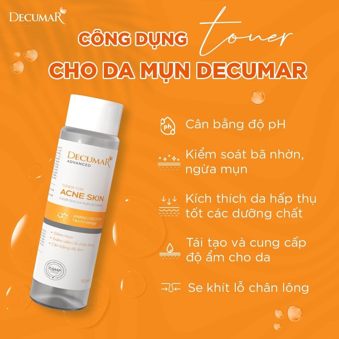 Toner Decumar Advanced 150ml cân bằng độ ẩm sạch thoáng ngừa mụn dịu mát phù hợp mọi loại da