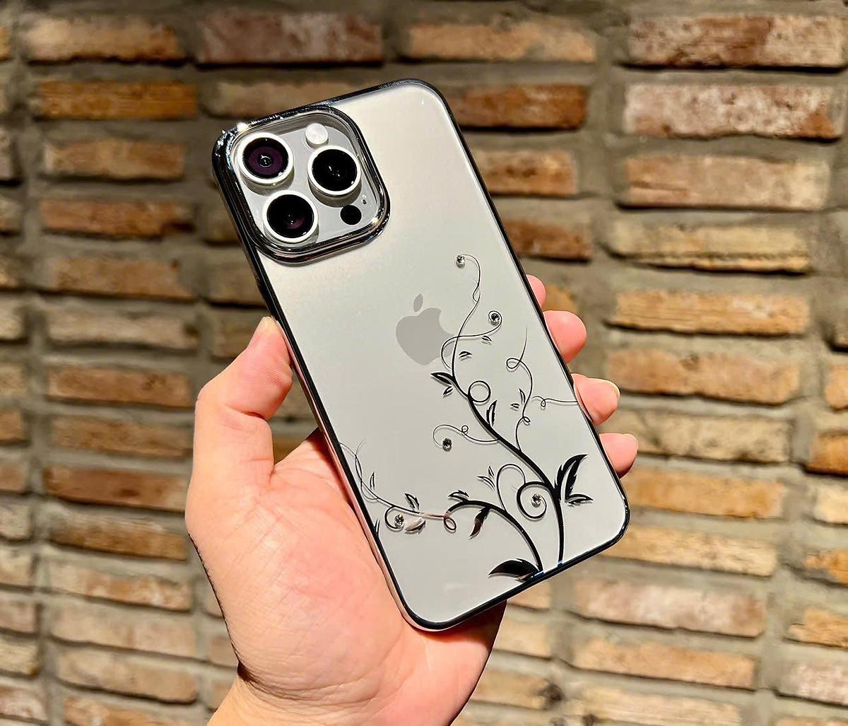 Ốp lưng cho iphone 15 pro max Memumi hoa đính đá Swarovski cực sang siêu mỏng nhẹ - hàng chính hãng