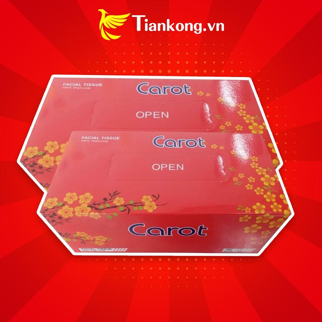 Khăn giấy rút Carot đa năng hộp 180 tờ mềm mại thấm hút tốt  - TIANKONG