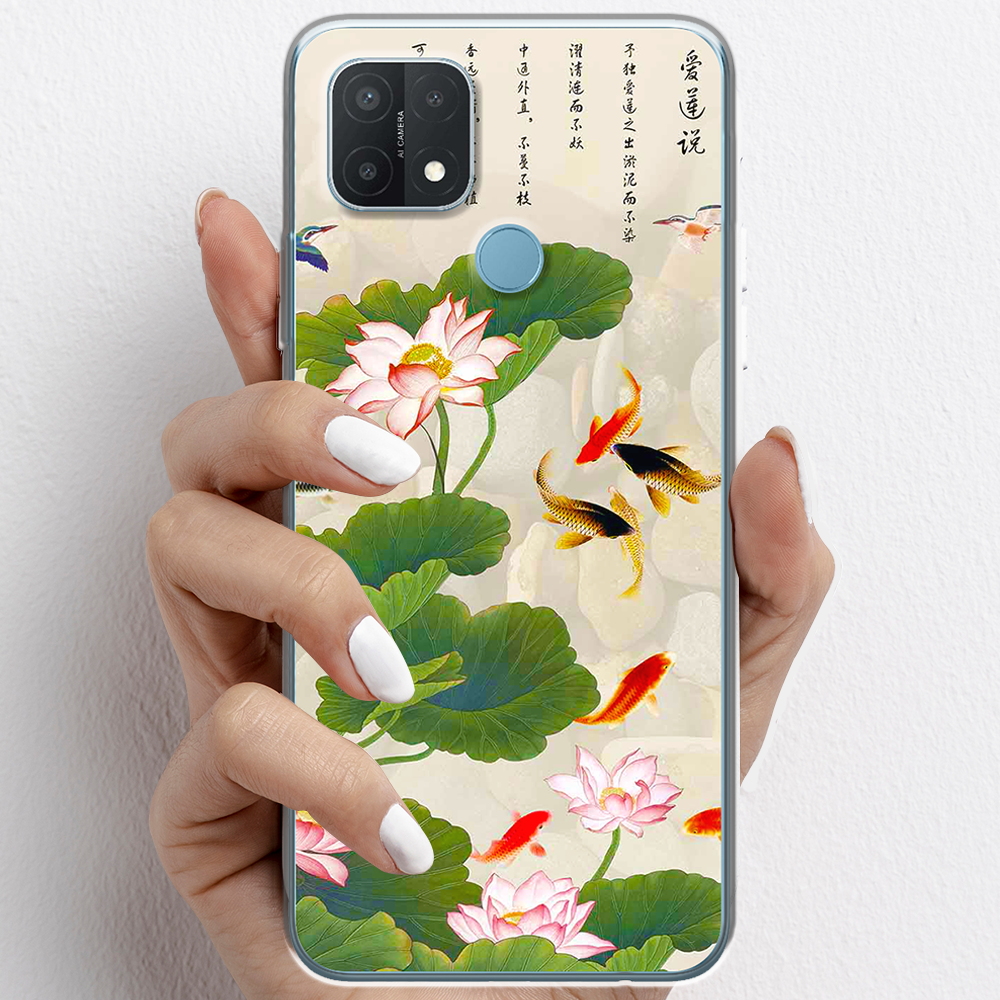 Ốp lưng cho Oppo A15, Oppo A15s nhựa TPU mẫu Hoa sen cá