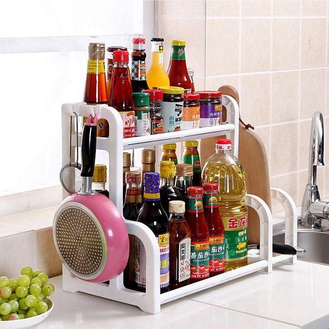 Kệ bếp 2 tầng đa năng, kệ đựng đồ nhà bếp có ngăn để thớt dao
