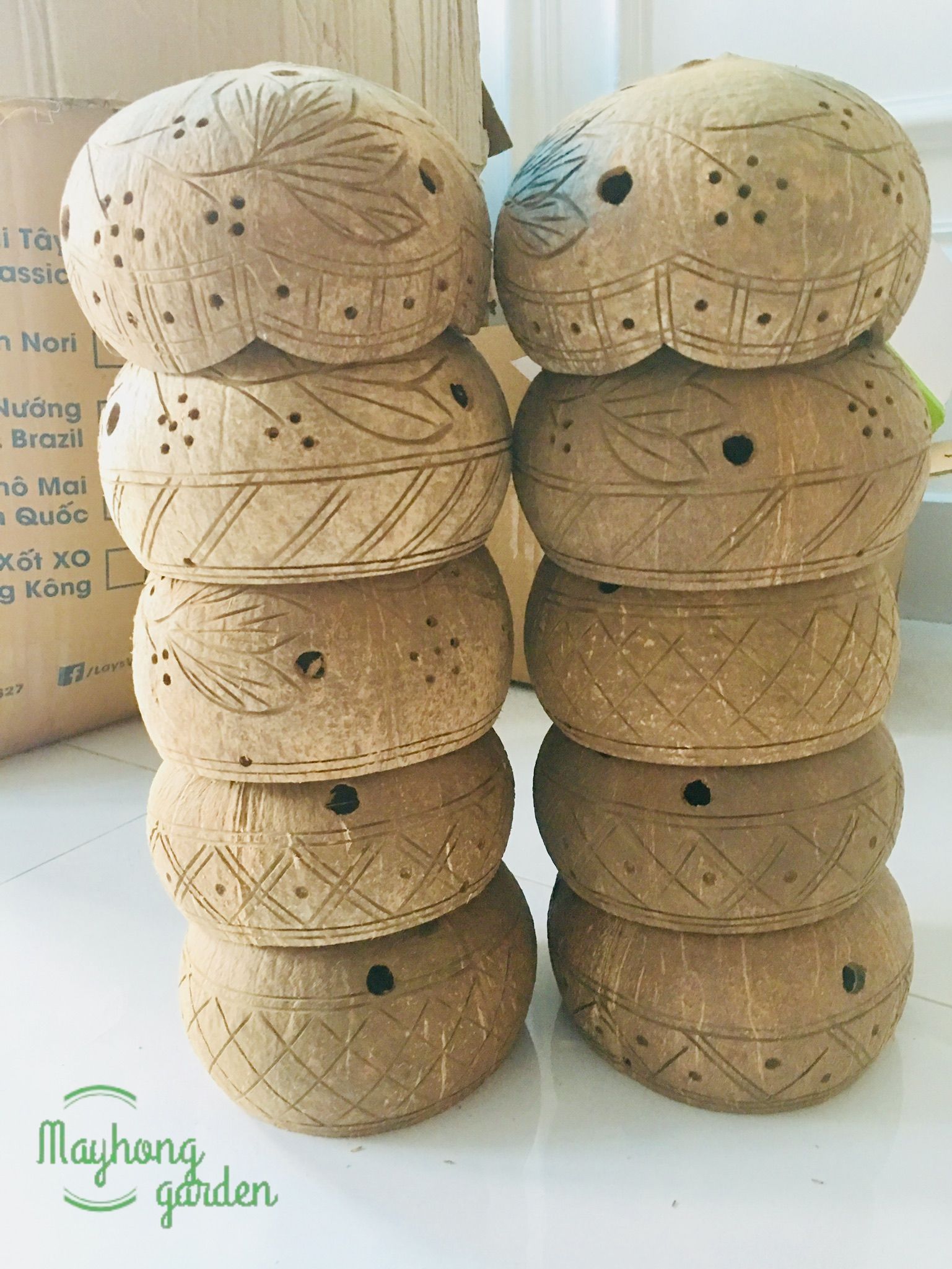 Combo 10 gáo dừa trồng lan, sen đá, tiểu cảnh...Hàng chuẩn đẹp, gáo to tròn đều , hoa văn ngẫu nhiên