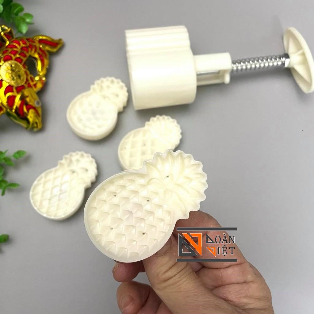Khuôn Trung Thu 3D Siêu Sắc Nét - Hình QUẢ DỨA 4 mặt 50g , mẫu mới 2021