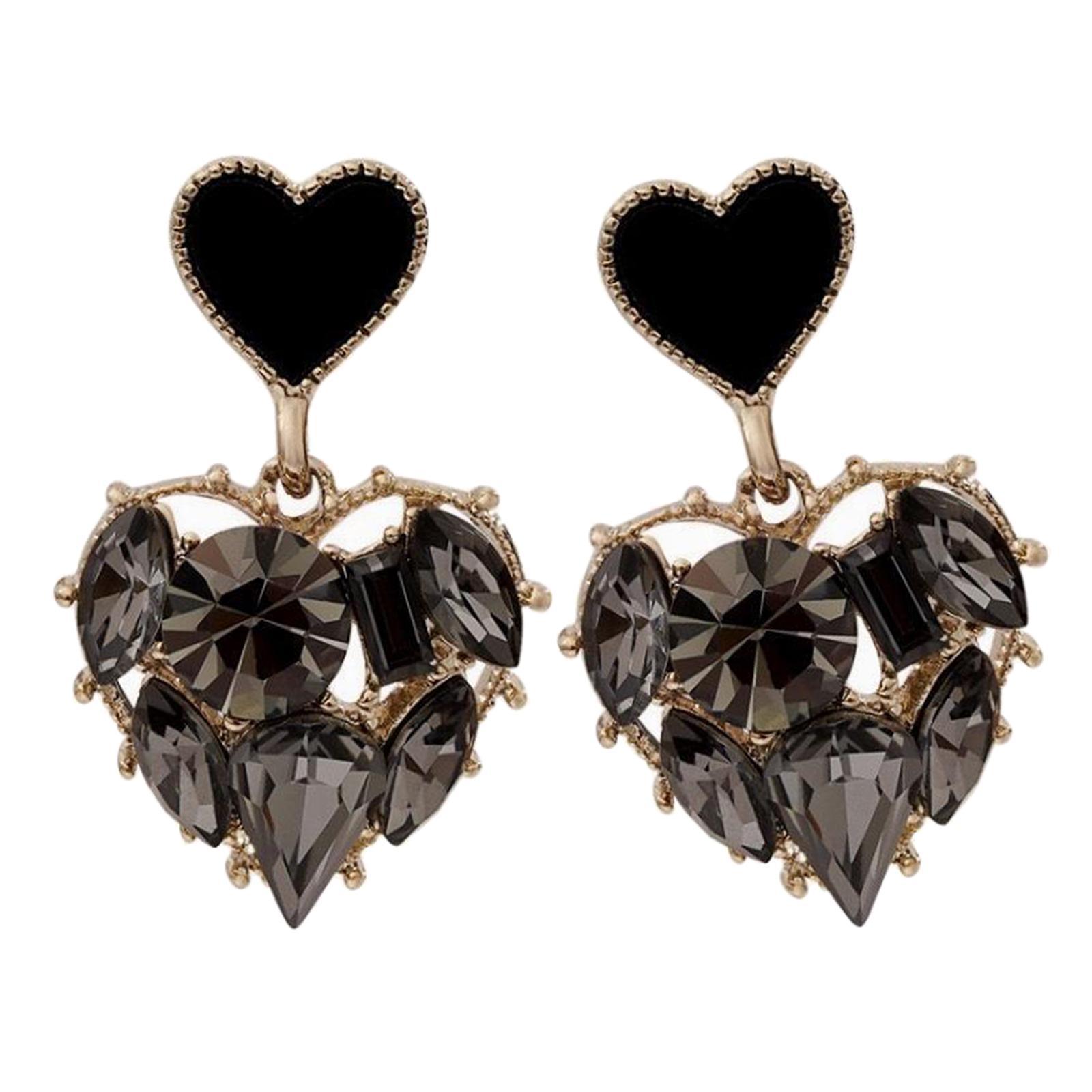 Heart Stud Earrings Rhinestone Bling Heart Stud Earrings for