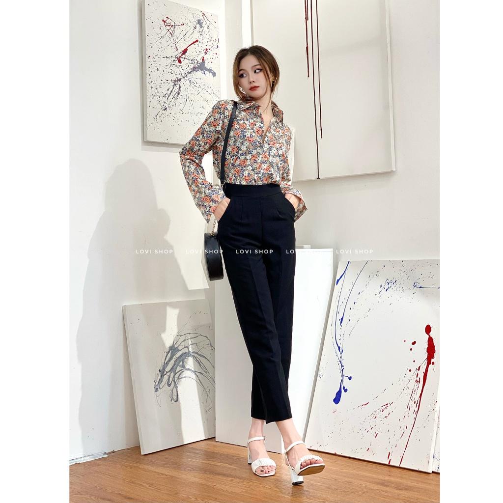 Áo sơ mi hoa nhí nhiều màu phong cách vintage Lovi