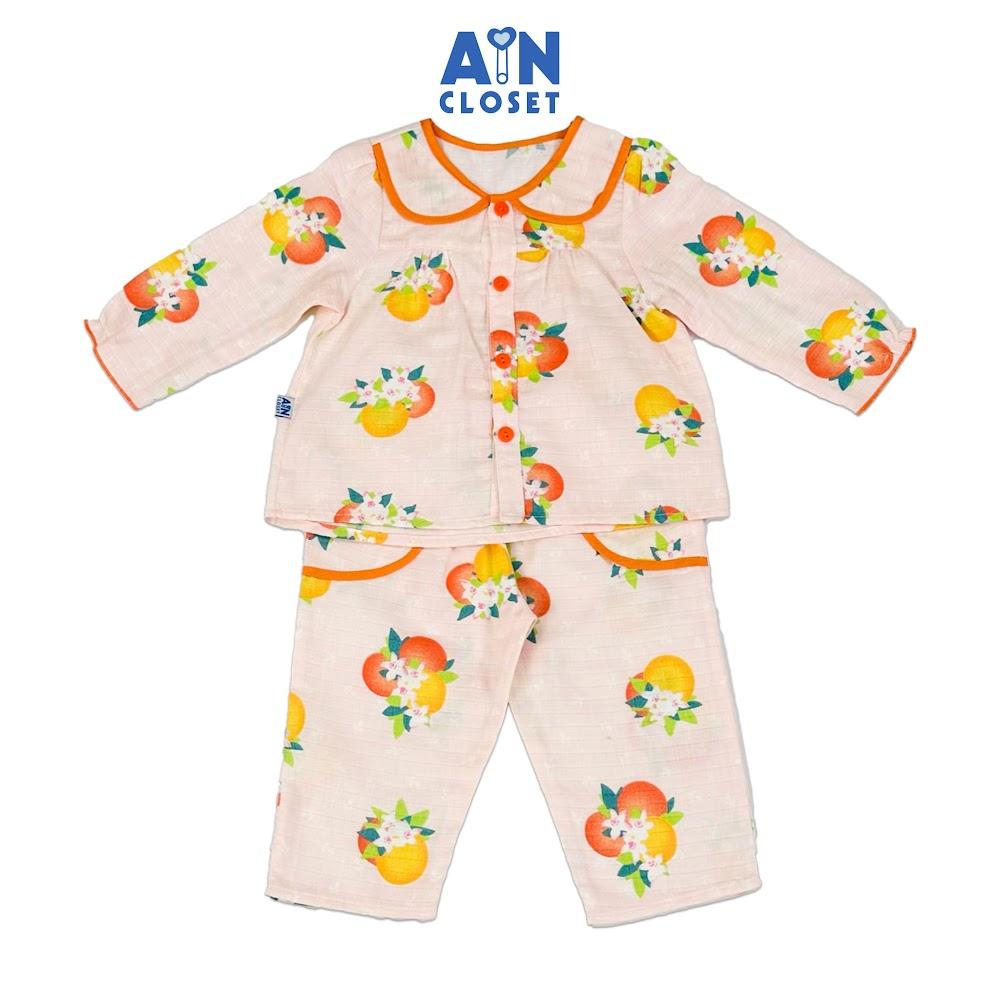 Bộ quần áo Dài bé gái họa tiết Hoa Cam Vàng Xô sợi tre - AICDBGLI5UWD - AIN Closet