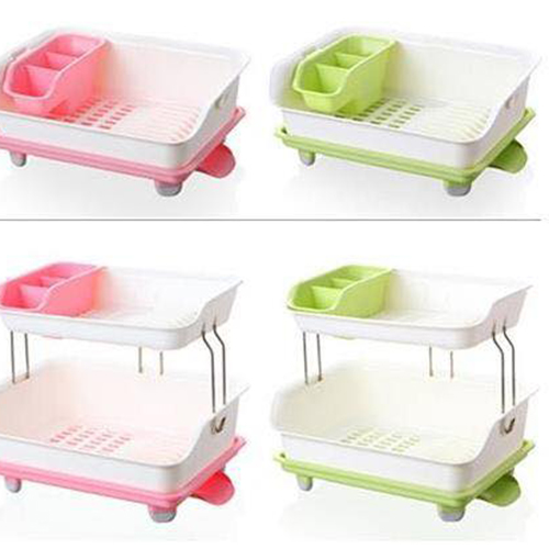Giá úp bát kèm ống đũa bằng nhựa cao cấp thiết kế 2 tầng với khay hứng nước xoay mọi hướng, cho không gian bếp luôn khô ráo, thoáng đãng - Kệ úp chén đĩa 2 tầng
