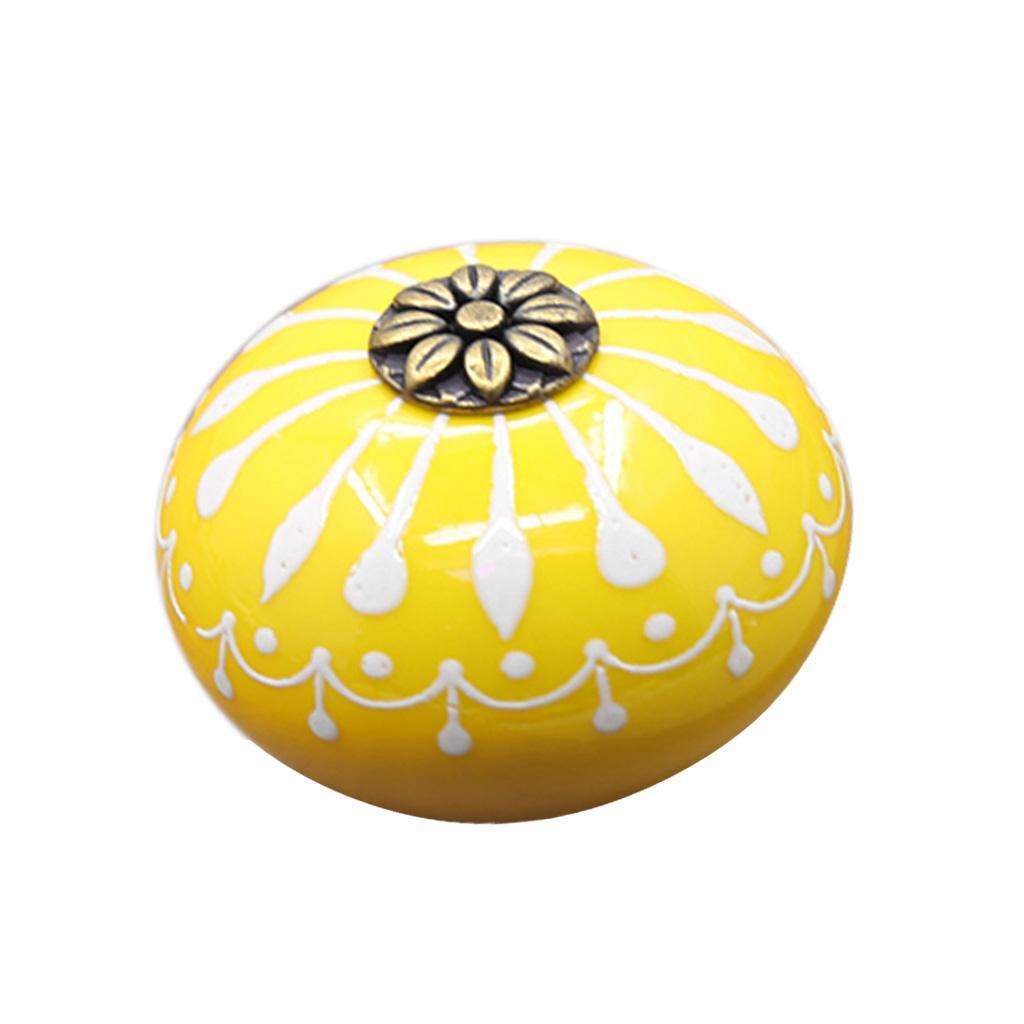 2xCeramic Cabinet Knobs Drawer Furniture Hardware Door Pull Handle Yellow