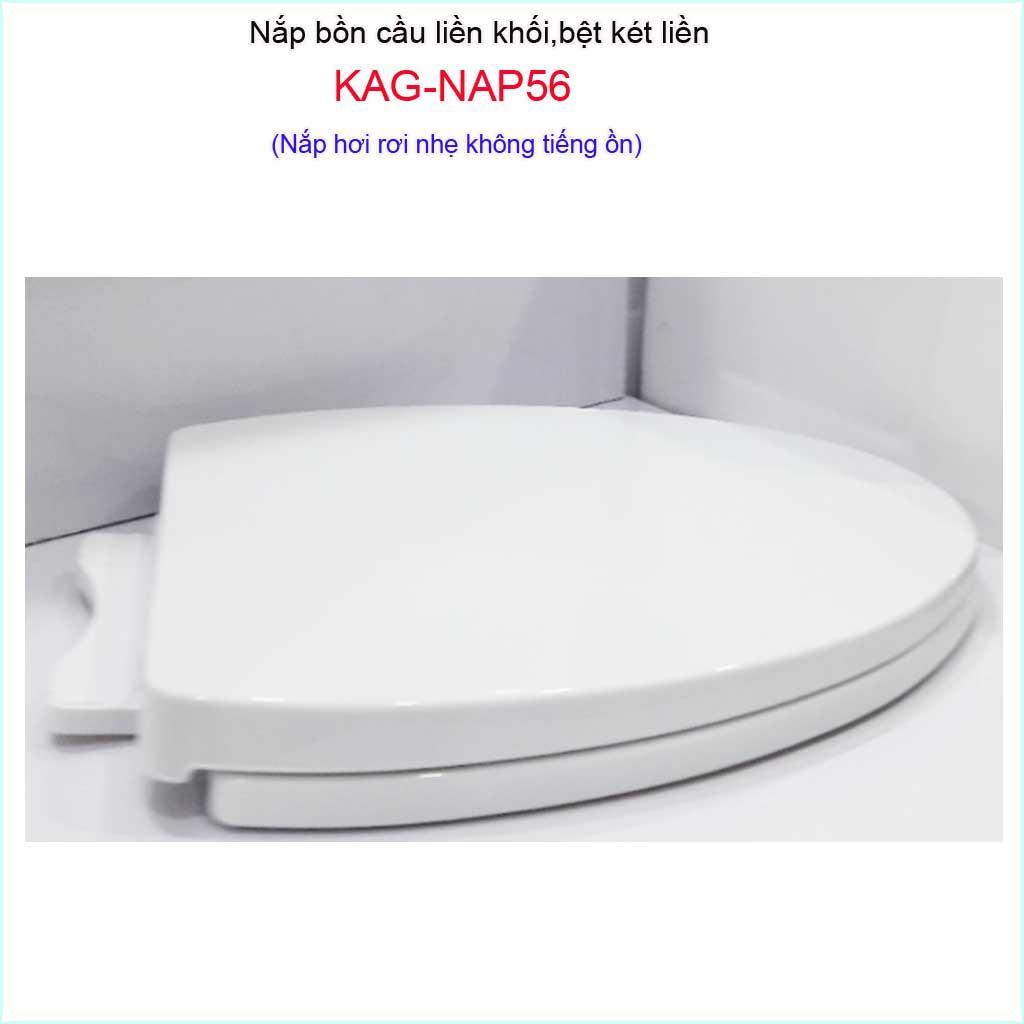 Nắp đậy bồn cầu 1 khối rơi êm KAG-NAP56, nắp hơi bàn cầu liền khối nhựa dày bóng cao cấp